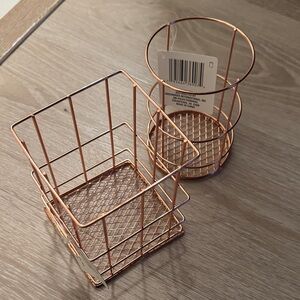 Rose Gold Wire Desk Organizer Set